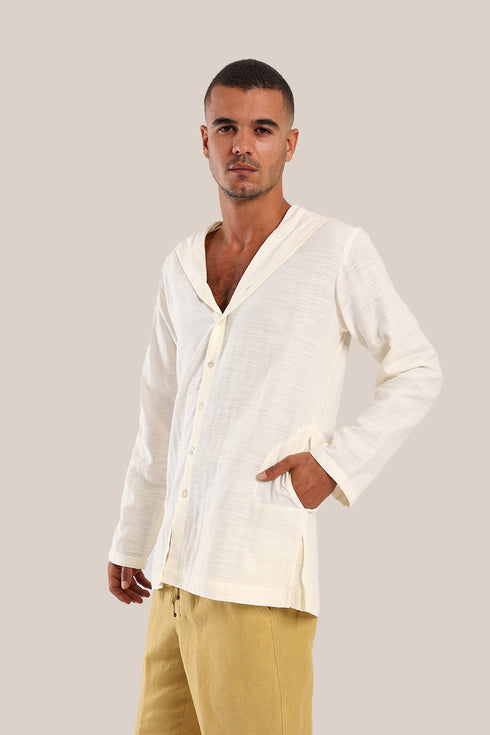 Hooded Shirt with button down front and back